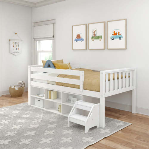 Soren Twin Ultra Low Loft Bed With Bookcase