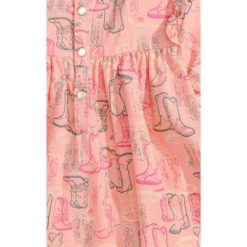 Wrangler Infant Girl's Peach & Colorful Boot Print Dress (Matching Diaper Cover)