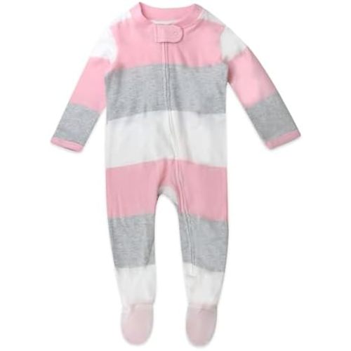 HonestBaby Sleep & Play Footed One-Piece Pajama Sleeper 100% Organic Cotton, Baby Girls