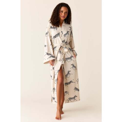Kaia Cloud Jersey Kimono Robe in Animalia