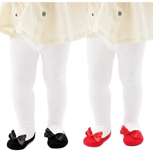 Mini angel Baby Tights Non Slip Baby Girl Tights Plain/Shoe-Look Leggings Seamless Pantyhose Warm Cotton Leggings Non-Skid