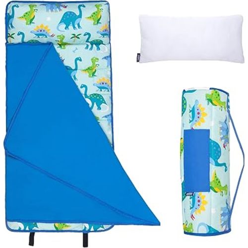 Wildkin 43-inch Kids Nap Mat – Soft Microfiber Toddler Sleeping Mat with Pillow