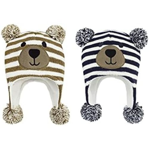 Century Star Baby Boy Hat Winter Fleece Lined Hat Knit Earflap Kids Caps Infant Toddler Hats for Baby Girls with Pom Pom