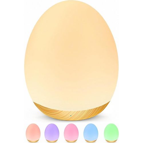 MediAcous Night Lights for Kids Room, Baby Night Light with 7 Colors Changing & Dimming Function, Rechargeable Kids Night Light with 1 Hour Timer & Touch Control, Up to 100H, Wood Grain