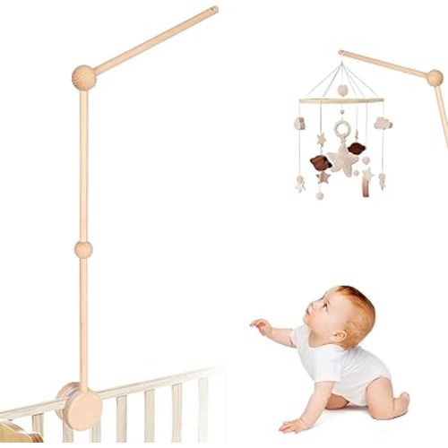 Wooden Baby Crib Mobile Arm - Abdtech Baby Mobile Holder Arm (32 inch, 100% Natural Beech Wood) -Mobile Arm for Crib Mobile Hanger for Crib Baby Girl Nursery Decor