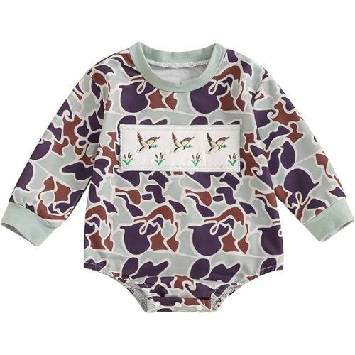Duck Baby Clothes Duck Reindeer Embroidery Sweatshirt Romper Farm Baby Boy Hunting Outfit Infant Boys Fall Clothes