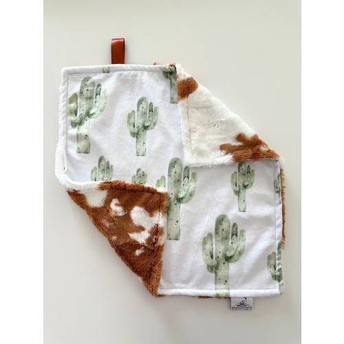 Baby Lovie Minky Blanket Mini Lovey Cactus Cow Hide Baby Blanket Lovey Plush Lovie Mini Blanket Baby Shower Gift Southwestern Baby Decor