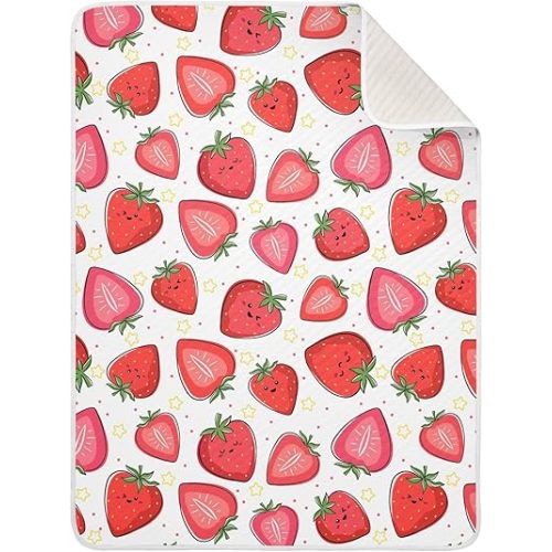 Swaddle Blanket for Cartoon Strawberry Baby Receiving Blanket Muslin Baby Swaddles Soft Cotton Breathable Nursery Blankets for Unisex Boys and Girls 30x40 Inch