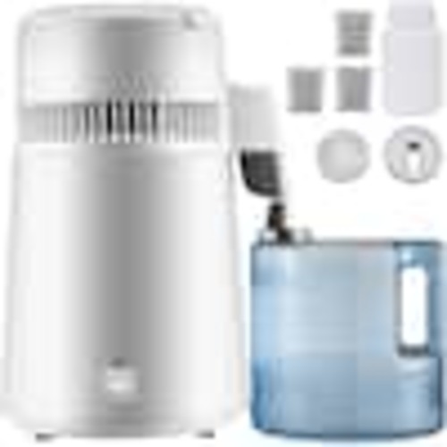 SKYSHALO Pure Water Distiller 750W Fully Upgraded with Handle 1.1 Gal. /4L BPA Free Container Perfect for Home Use White BST-007ZLSJ000001V1-0709