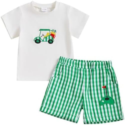 Toddler Baby Boy Masters Golf Outfit Short Sleeve Funny Letter Print T Shirts + Shorts Set Infant Summer Clothes