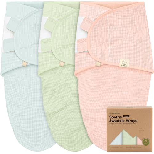 3-Pack Organic Swaddles for Newborns, Baby Sleep Sacks 0-3 Months - Baby Swaddle Wrap, Newborn Wearable Blanket, Infant Sleep Sack for Girls, Boys, Soft & Snug, Large Hook & Loop Closure (Mellow)