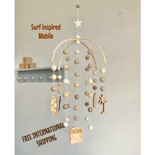 Surf themed baby mobile / surf lovers baby mobile