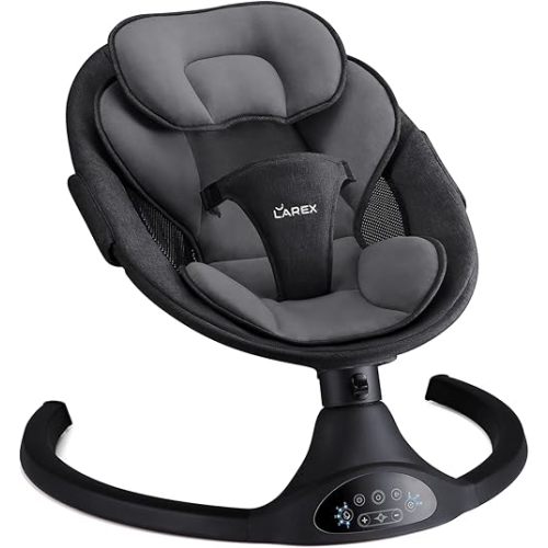 LAREX Baby Swing for Infants | Electric Swing for Babies,Portable Swing for Baby Boy Girl,Remote Control Indoor Baby Rocker with 5 Sway Speeds,1 Seat Positions,10 Music and Bluetooth