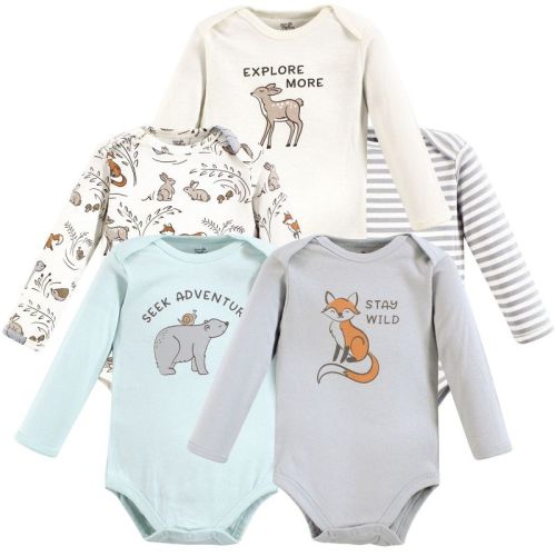 Touched By Nature Organic Cotton Long-sleeve Bodysuits, Dreamy Woodland, Newborn