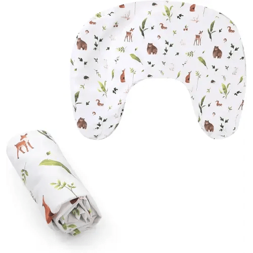 Boppy Nursing Pillow Cover - Soft, Hypoallergenic Washable Microfiber Bottle & Breastfeeding Pillow Covers (Redesigned Feeding Pillow Sold Separately) - Neutral Plants and Animals