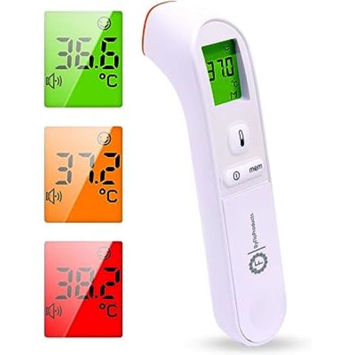 ByFloProducts, Thermometer Adult and Baby, Forehead Digital Thermometer, Infrared Touchless Temperature Thermometer Gun, Temperature Memory and Fever Alarm, Easy to Use 1 Second Reading Temperature