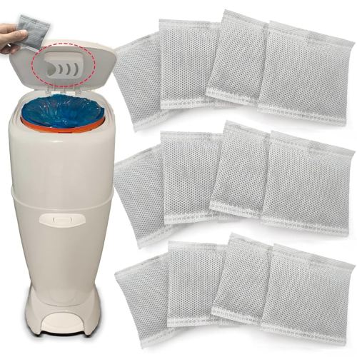 12PCS Diaper Pail Deodorizers Odor Absorber Carbon Filter Refills Compatible with Diaper Genie Complete and Expressions Pail | Air Purifying Bag Absorb Odors, Keep Home Fresh