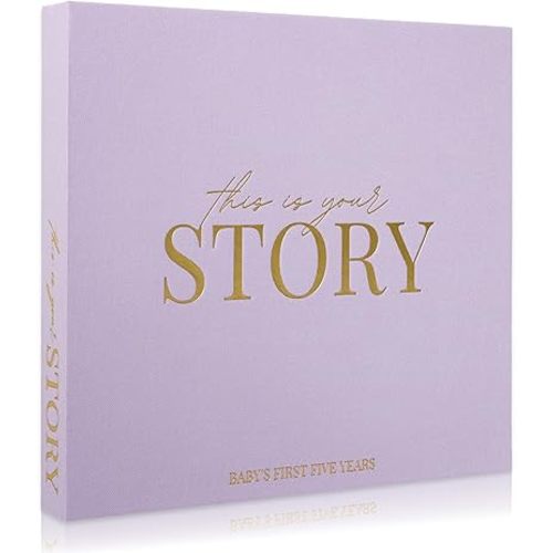 Baby Memory Book from Pregnancy to Age 5, Baby Book Keepsake & Milestone Journal for Boy or Girl, Gender Neutral Scrapbook Album with Stickers & Keepsake Box