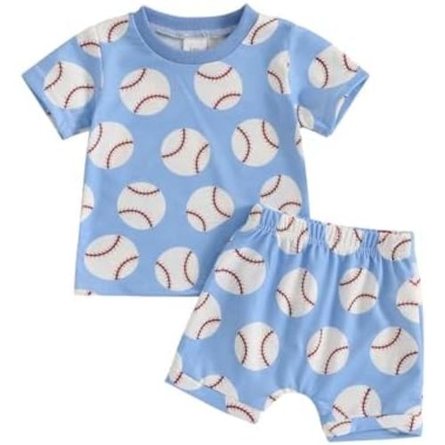 Toddler Baby Boy Baseball Outfit Short Sleeve T-Shirt Shorts Set 2Pcs Infant Baseball Clothing Summer Clothes