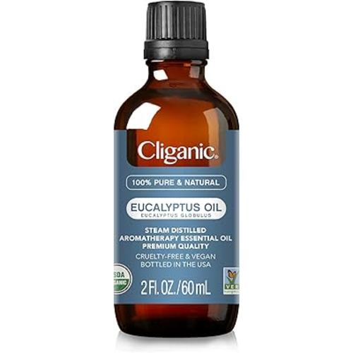 Cliganic Organic Eucalyptus Essential Oil - 100% Pure Natural for Aromatherapy Diffuser | Non-GMO Verified