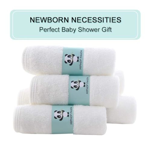 HIPHOP PANDA Baby Washcloths, 30 Pack (White) - Gift Box Set