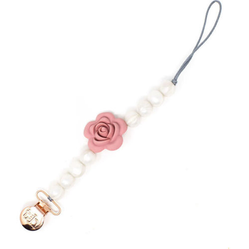 Grande Coco Pacifier & Toy Clip, Dusty Rose - Three Hearts | Maisonette