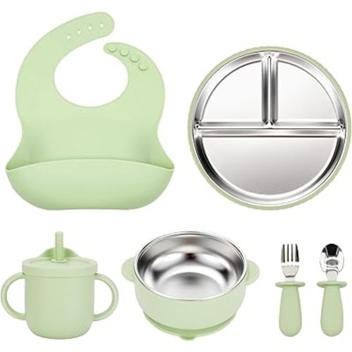 Stainless Steel Suction Plates for Babies and Stainless Steel baby Plates with Suction for Kids Baby Feeding set and Weaning set