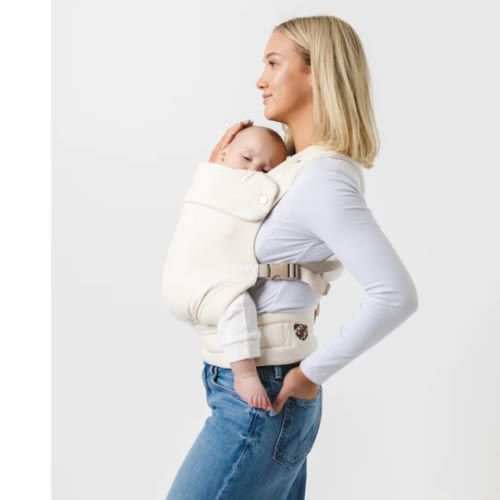 Mabē - Baby Carrier (In Natural Ivory or Light Beige Checkered/Houndstooth)