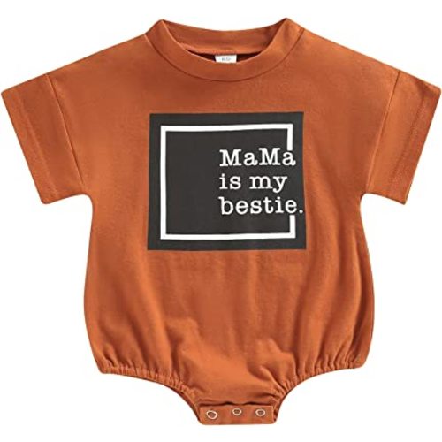 Infant Baby Girl Boy Summer Outfit Letter T Shirt Romper Oversized Short Sleeve Bubble Oneise Bodysuit