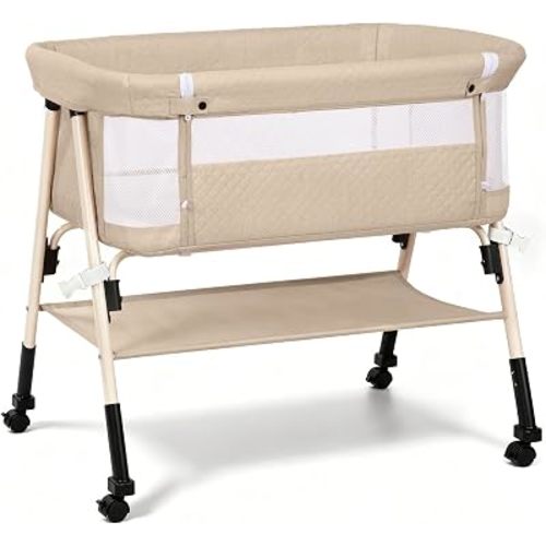 3-in-1 Baby Bassinet Bedside Sleeper for Newborn, Baby Crib Beige