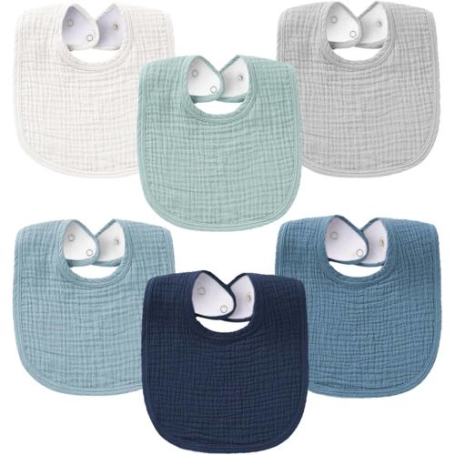 Amazon.com: Konssy 6-Pack Muslin Baby Bibs for Boys & Girls, Soft Cotton Absorbent Bandana Drool Bibs for Drooling & Teething : Baby
