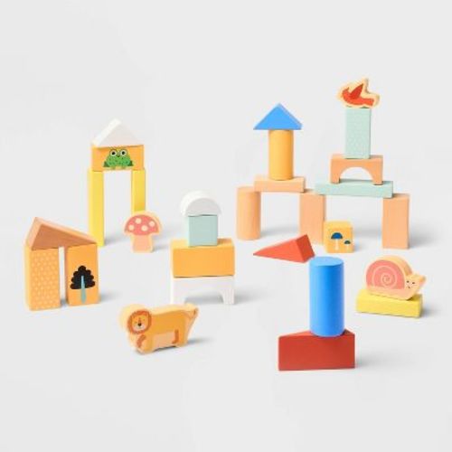 Wooden Stacking Blocks Set - 100pc - Gigglescape™: Toddler Educational Toy, Fine Motor Skills, Shapes & Colors