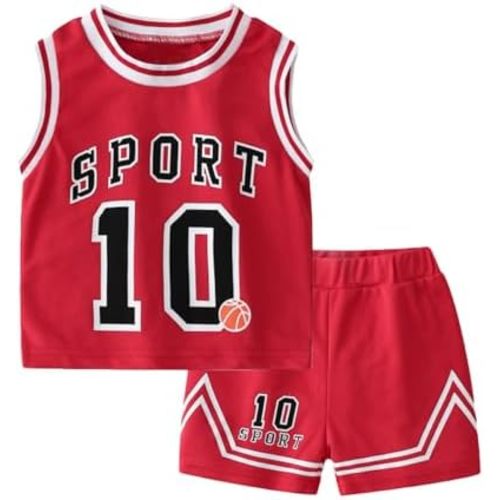Toddler Kids Sports Athletic Jersey Shorts Set Todder Boys Jerseys Outfit 2 Piece Basketball Tank Top Mesh Shorts Set