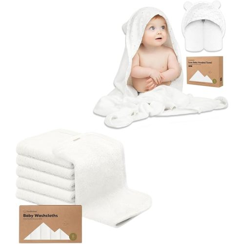 KeaBabies Baby Hooded Towel and Organic Baby Washcloths - Baby Towel, Toddler Towels, Hooded Towels for Baby - Soft Baby Wash Cloths for Newborn, Kids