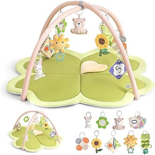 Baby Play Activity Gym Tummy Time Mat for Babies and Toddlers, Four-Leaf Clover Baby Gyms & Playmats for Babies