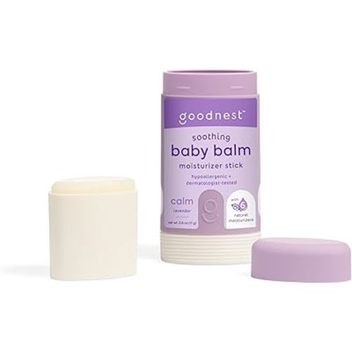 Goodnest® Baby & Toddler Travel Balm Stick - Lavender, 6 Natural Moisturizers, Travel Balm, Organic Baby Balm, Hypoallergenic, Refillable Silicone Case for Dry & Sensitive Baby Skin