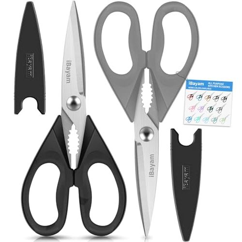 Kitchen Shears, Kitchen Gadgets Utensil Set, iBayam All Purpose Kitchen Shears with Protective Sheath Durable Stainless Steel Scissors, Cooking Kitchen Utensils, Soft Grip Comfort Handle, 8.5 Inch