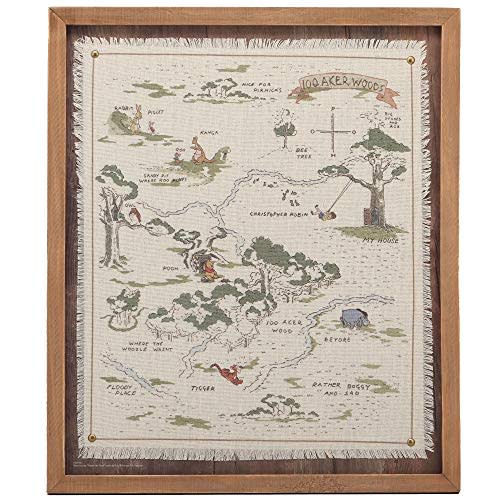 Disney Winnie the Pooh Hundred Acre Wood Map Framed Wood Wall Decor - Vintage Winnie the Pooh Wall Art for Home Decorating