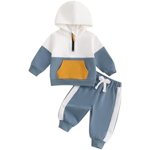 Infant Baby Boy Fall Winter Clothes Outfits Hooded Long Sweatshirt Pants Set Toddler Clothes 6 12 18 24 Months 2T