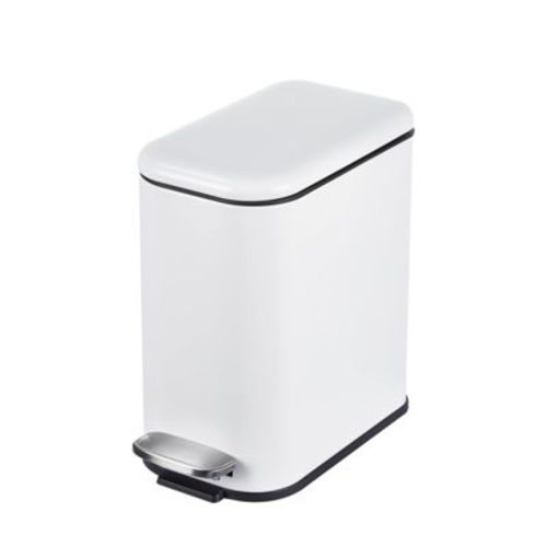 GustoWave 1.3 Gallon Bathroom Trash Can with Lid, Stainless Steel Garbage Can with Removable Liner Bucket, Small Step Wastebasket, White