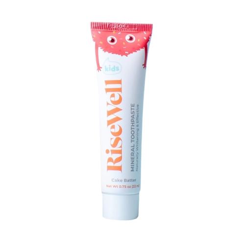 RiseWell Travel Kids Mineral Toothpaste - Kids Travel Toothpaste with Hydroxyapatite - Safe to Swallow, No Added Fluoride and All Natural (Cake Batter Flavor)