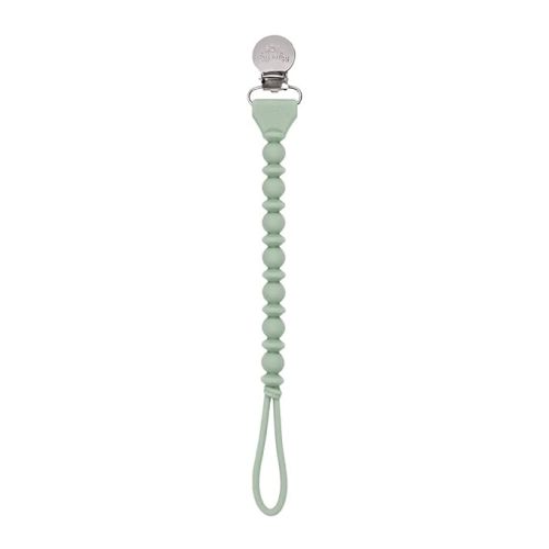 Itzy Ritzy Silicone Pacifier Clip; 100% Silicone Pacifier Strap with Clip Keeps Pacifiers, Teethers & Small Toys in Place; Features One-Piece Design & Silicone Cord, Agave