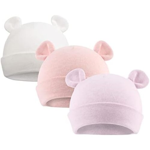 Original Cotton Newborn Hats for Girls Striped Preemie Baby Hats Bear Ears Infant Boys Beanies 0-6 Months