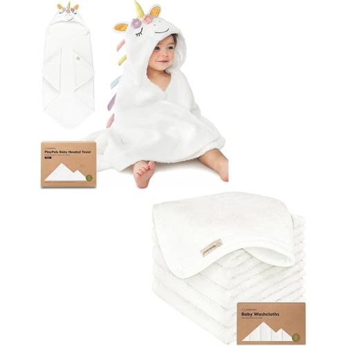 KeaBabies Hooded Towel, 6 Washcloths