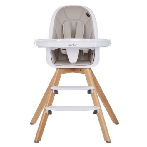Evolur Zoodle 2 in 1 Baby High Chair, Easy to Clean, Removable Tray, Compact and Portable Convertible High Chair for Babies and Toddlers, Color: Light gray