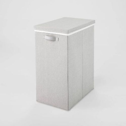 Collapsible Hamper Gray - Brightroom™: Light Gray Laundry Basket with Lid, 5700 Volume, 2 Handles, 26" Height