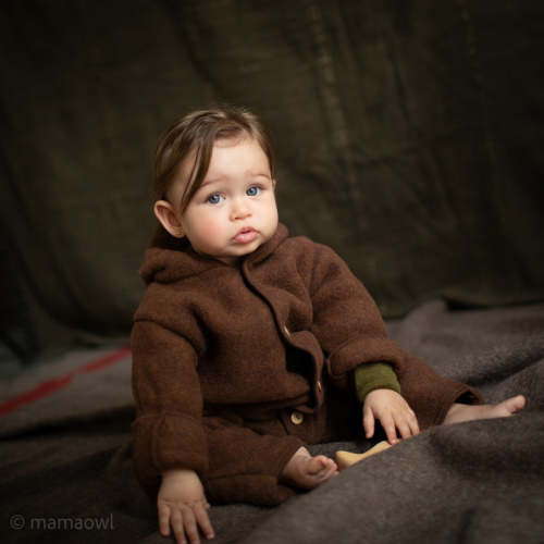 0-3months Pipit Merino Wool Fleece Bunting Suit- Squirrel