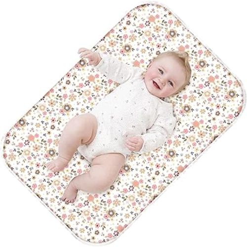 Baby Diaper Changing Pad – 31.5" x 21.5" Extra Large Waterproof Absorbent Portable Changing Mat, Reusable Changing Pad Liner for Travel or at Home Use(Floral2)