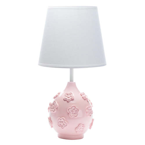 Signature Botanical Baby Pink Floral Nursery Lamp with Shade & Bulb – Lambs & Ivy