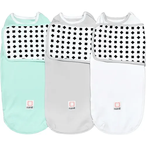 Nanit Breathing Wear Swaddle 3-Pack – Works Pro Baby Monitor to Track Breathing Motion, Like Your Hand On Their Heart from Anywhere, 100% Cotton, Size Small, 0-3 Months, Multi-Color